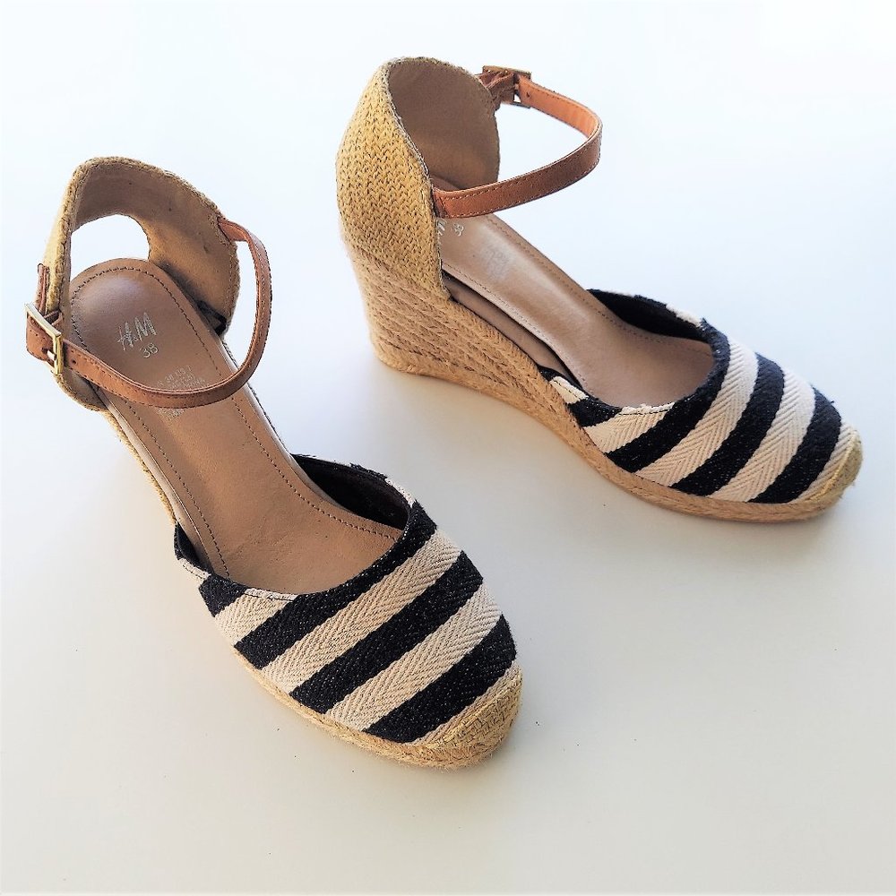 H&M Striped Wedge Espadrilles